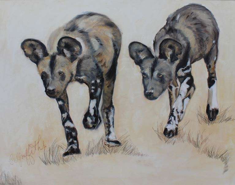 Two Wild Dogs by Carol Griffiths, ArtworkSale