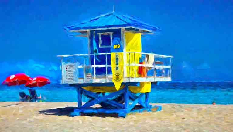 Lifeguard Stand by Martin Fine, ArtworkSale