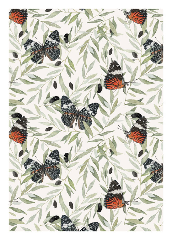 Olive Butterflies Pattern by Kelsey P. Snyder, ArtworkSale