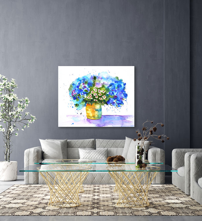 "Blue Flowers" by Barbara Friend, ArtworkSale