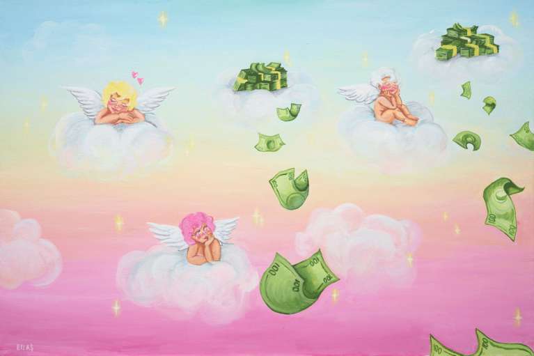 "Angels and Money" by Angela Elisa, ArtworkSale