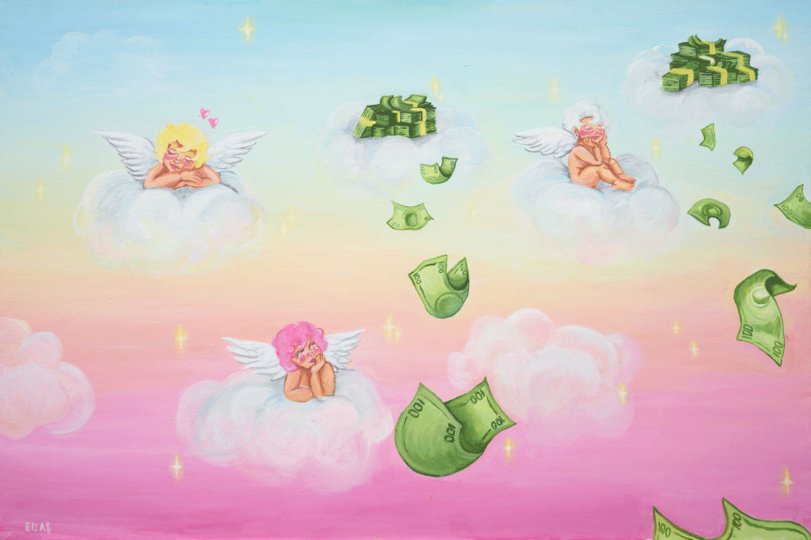 "Angels and Money" by Angela Elisa, ArtworkSale