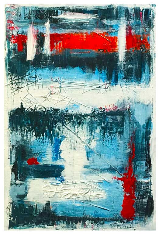Janice Savage Abstract painting with warm earth tones and expressive brushstrokes and scraped textures- artworksale, art for sale