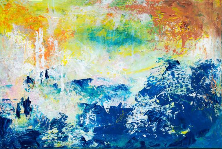 Fire in the Sea, Janice-Savage abstract painting, artworksale artist, art for sale