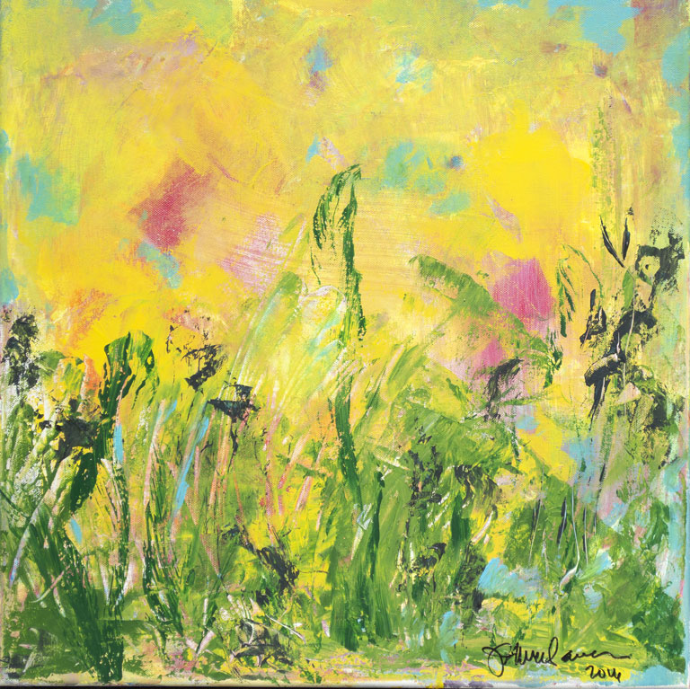 Happy Garden, Janice-Savage abstract painting, artworksale artist, art for sale